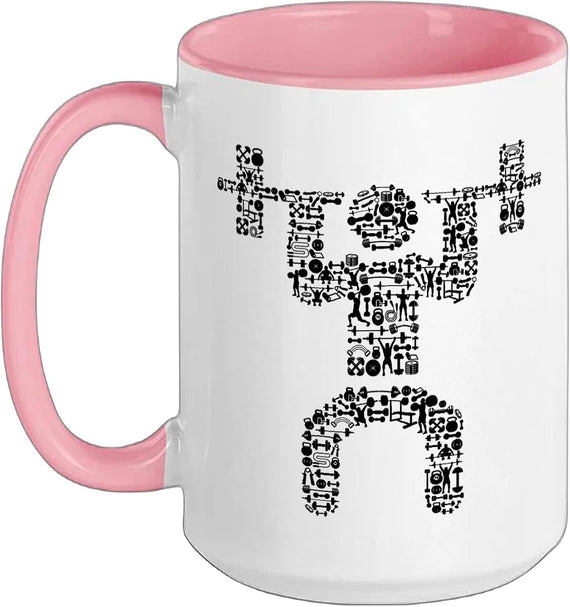 Shape Collage Gym Stuff, Bodybuilder Stuff, Weightlifting Ceramic Mug