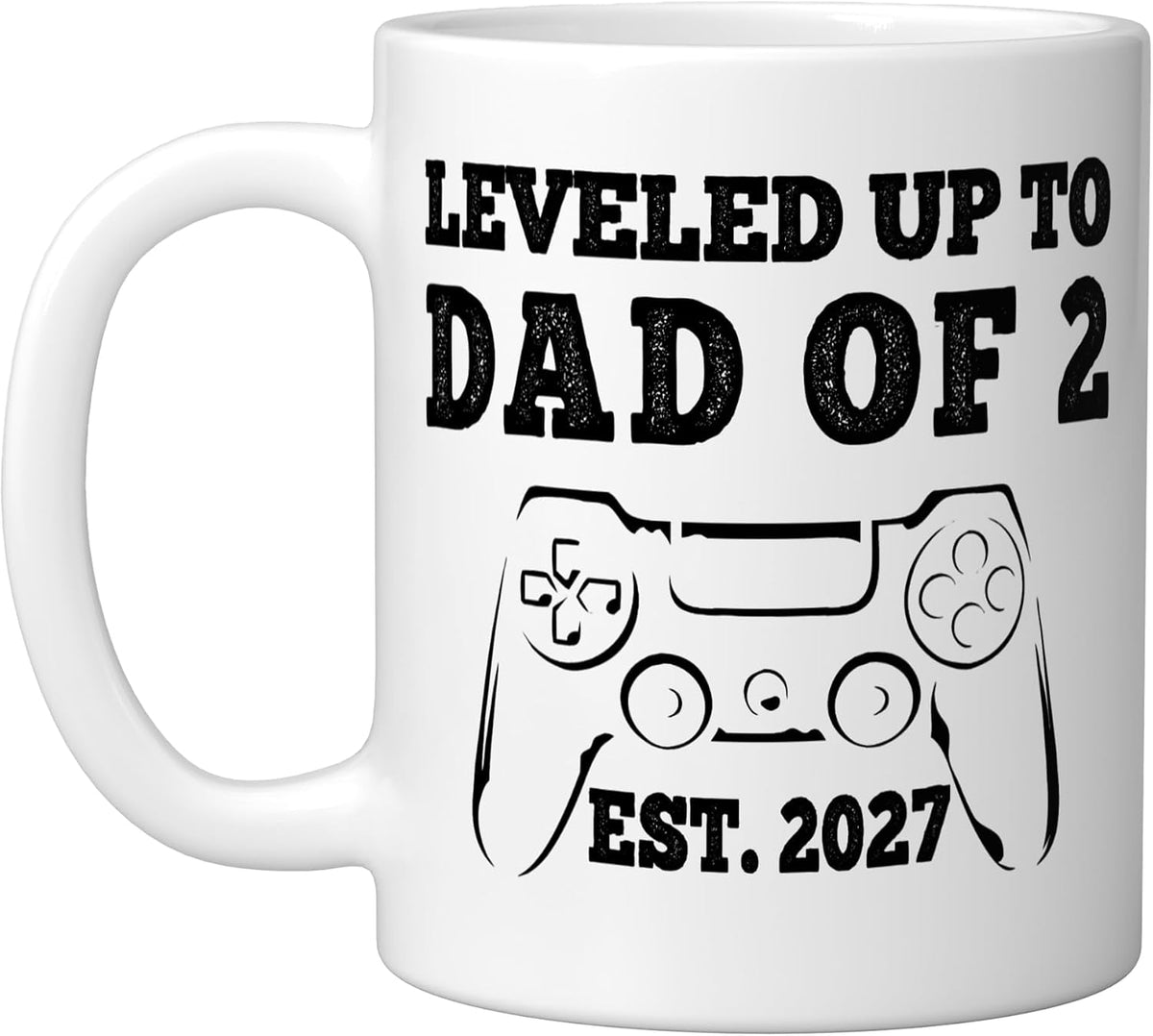 Leveled Up To Dad Of 2 2027 Promoted To Daddy Again Two Ceramic Mug
