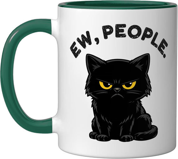 Ew People Funny Black Cat Grumpy Kitty Meme Humor Graphic Fall Mug
