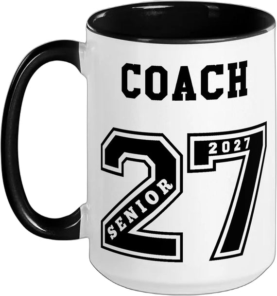 2027 Senior Coach (On Back) Senior 27 Coach Souvenir Gift Ceramic Mug