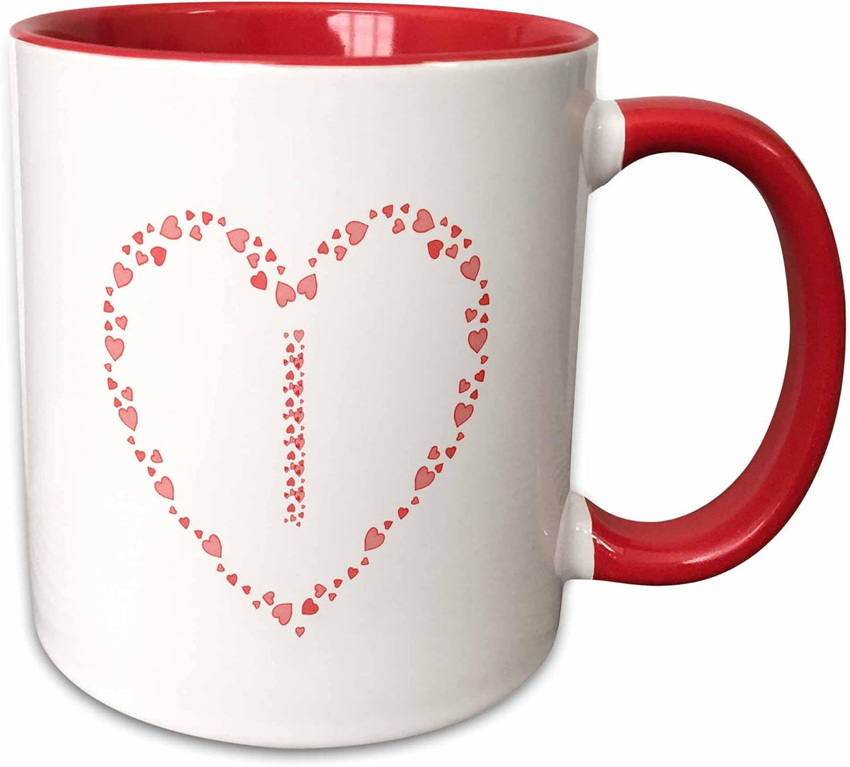 Pink Hearts Valentine Day Elegant Initial I Ceramic Mug