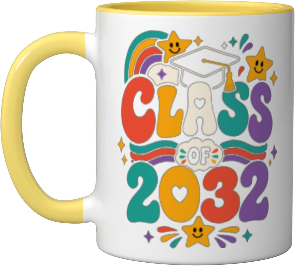 Class Of 2032 Groovy Graduation Rainbow Kids Ceramic Mug