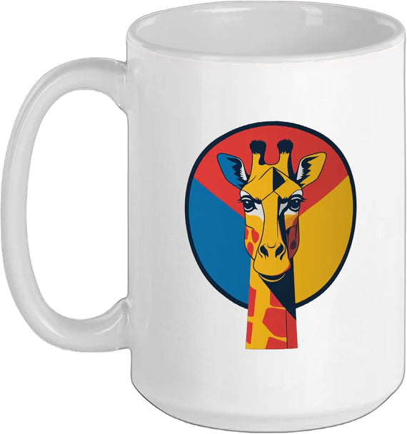 Giraffe Geometric Circle Design Ceramic Mug