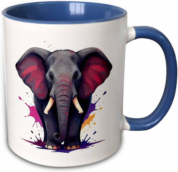 Stunning Elephant Against Colorful Paint Ceramic Mug