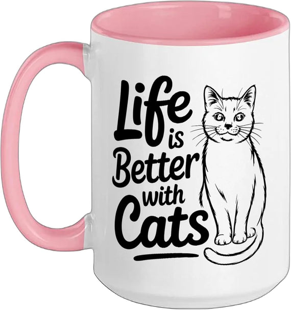 Life Is Better With Cats Quote Ceramic Mug