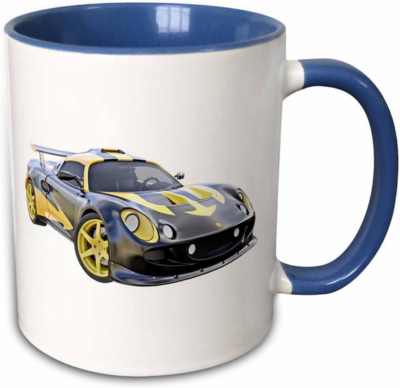 Racing Sports Car Yellow And Black Ceramic Mug