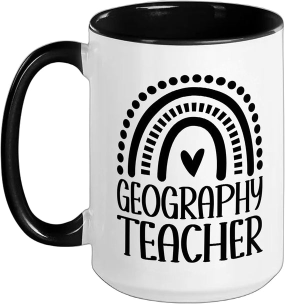Geography Teacher Boho Rainbow Geography Teacher Ceramic Mug