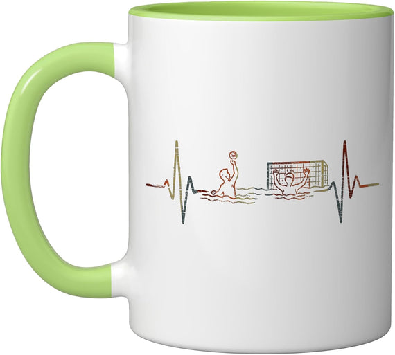 Water Polo Heartbeat Vintage Ecg Cardiogram Retro Ceramic Mug