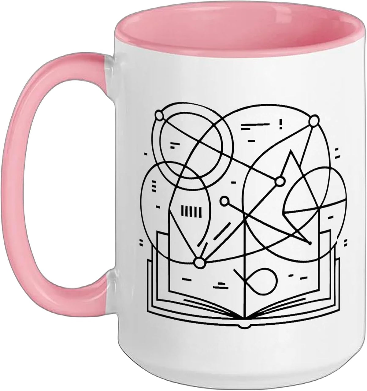 Abstract Geometric Line Art Open Book Academic Ceramic Mug