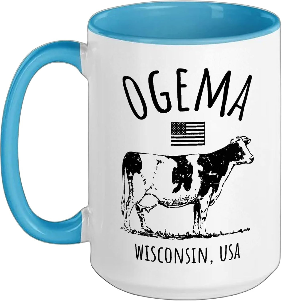 Ogema Wisconsin Usa Retro Cow Vintage Style Design Ceramic Mug