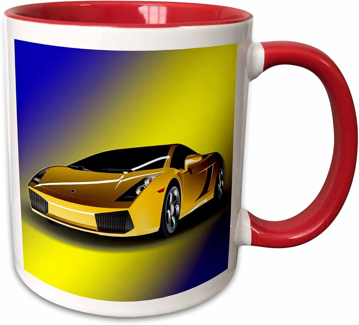 Cool Sport Car. Yellow Ceramic Mug