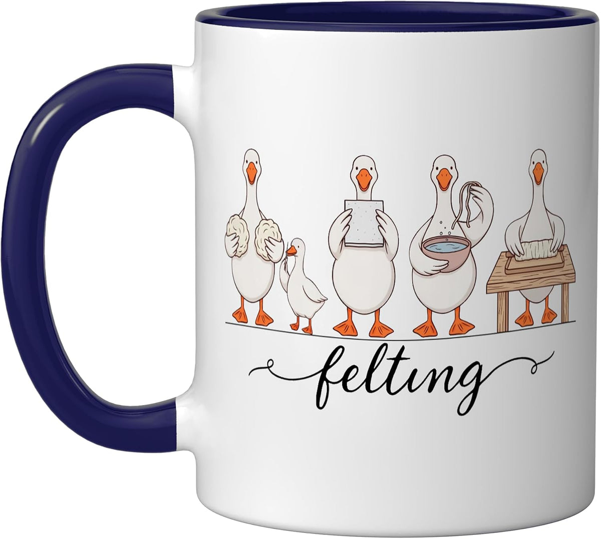 Cute Geese Felting Wet Felt Making Craft Ceramic Mug