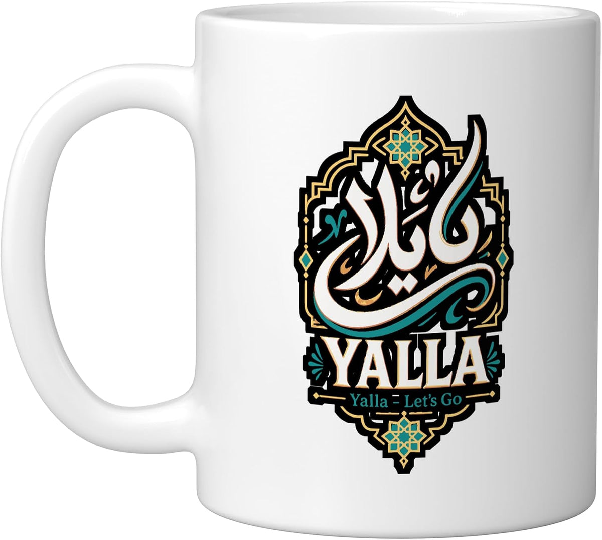 Yalla Arabic Calligraphy Let's Go Middle Eastern Ceramic Mug
