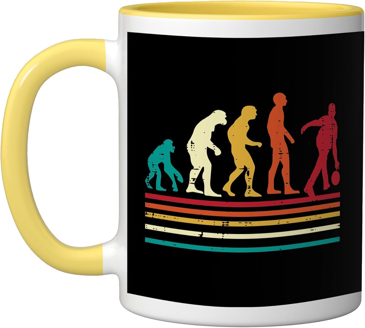 Bowler Evolution Retro Bowling Team Men Women Kids Teen Ceramic Mug