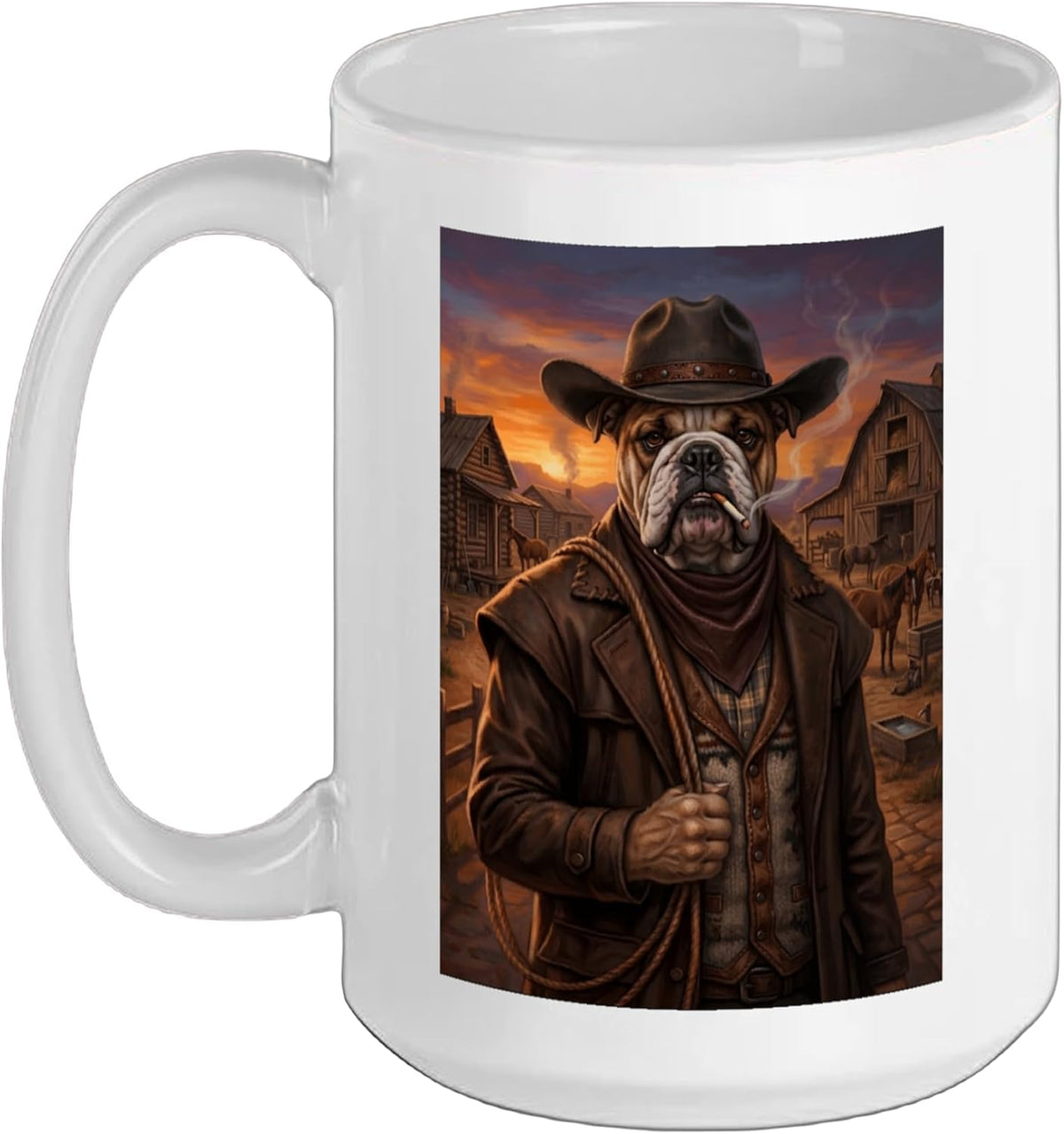 English Bulldog Cowboy Ceramic Mug