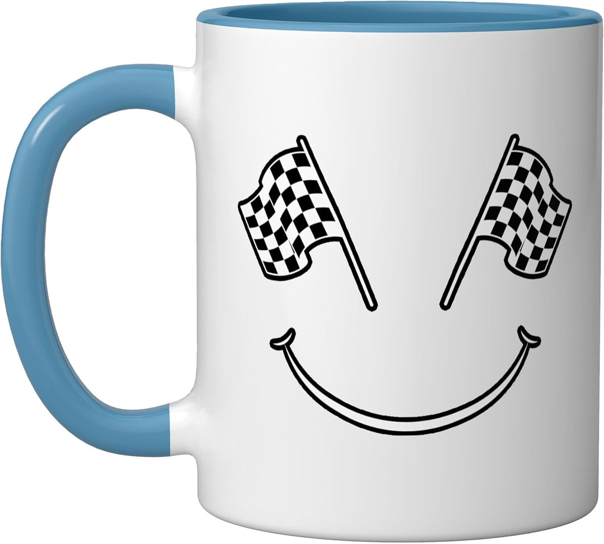 Car Racing Checkered Flag Smile Finish Line Automobile Ceramic Mug