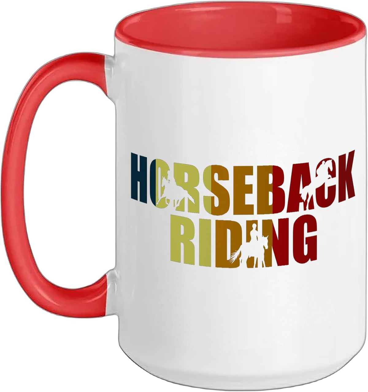 Vintage Horseback Riding Horses Ceramic Mug