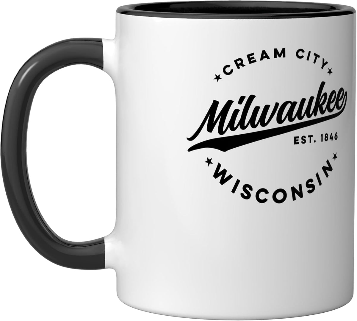 Vintage Milwaukee Wisconsin Cream City America Black Text Ceramic Mug