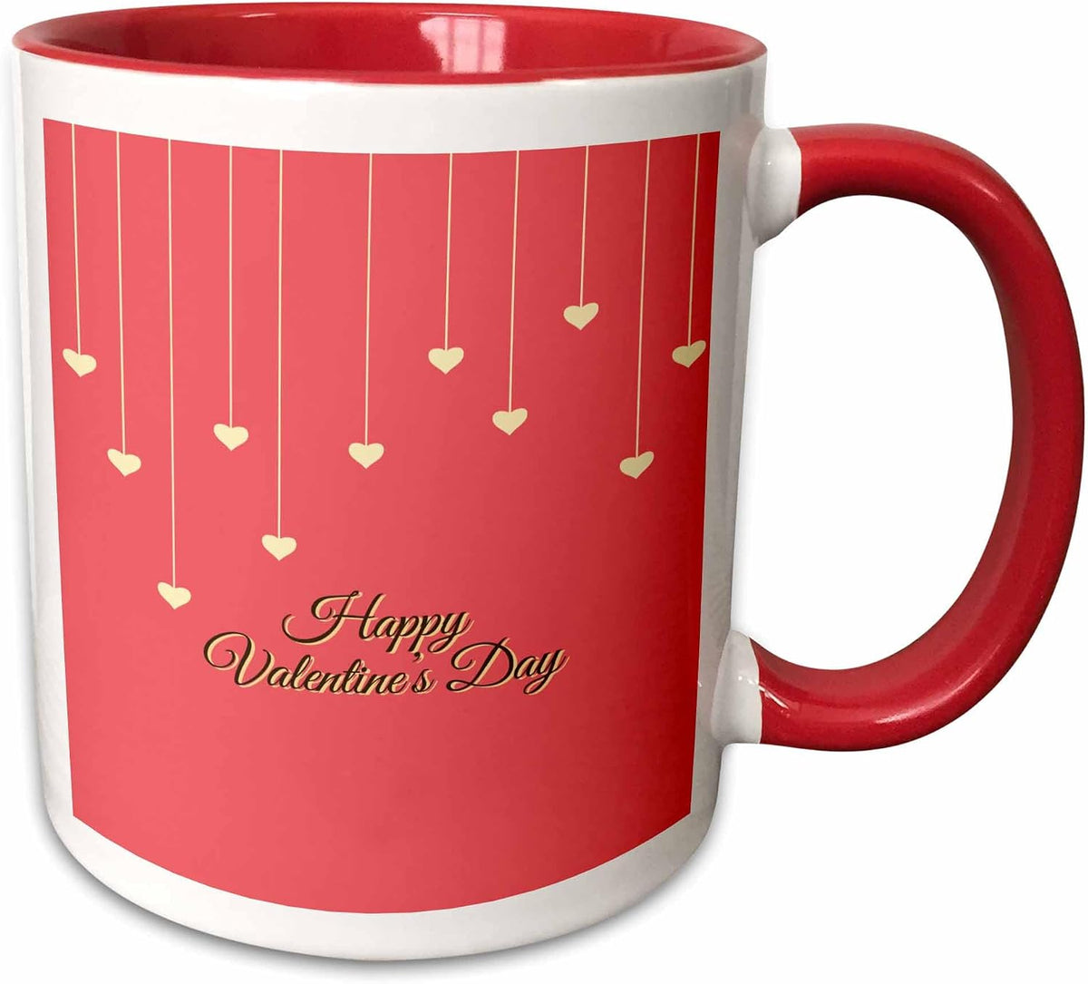 Hanging Hearts With Happy Valentines Day Ceramic Mug