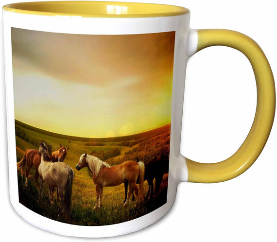 Horses In The Nature Ceramic Mug