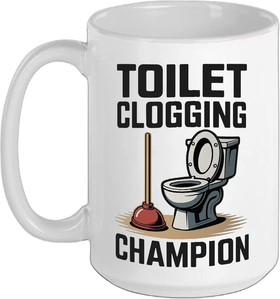 Funny Mens Dad Joke Toilet Clogging Champion Christmas Ceramic Mug
