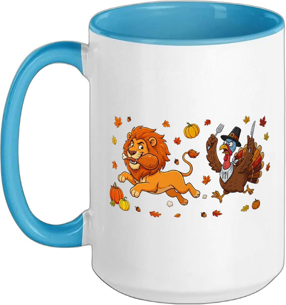 Thanksgiving Turkey Lion Autumn Ceramic Mug