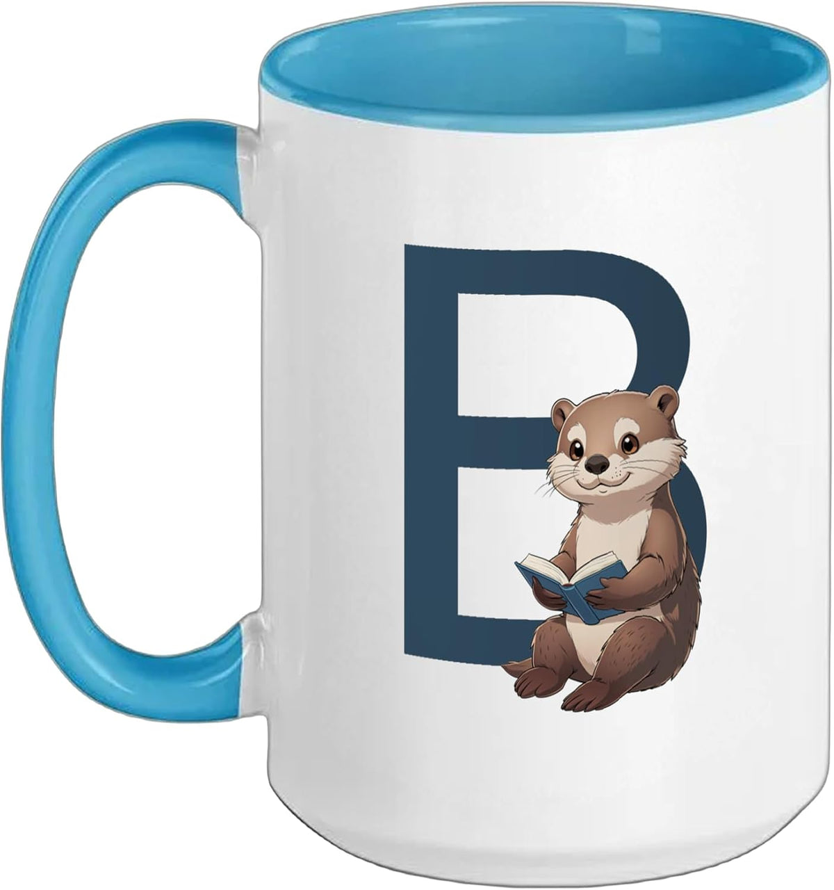 Otter Reading Book Letter B Ceramic Mug