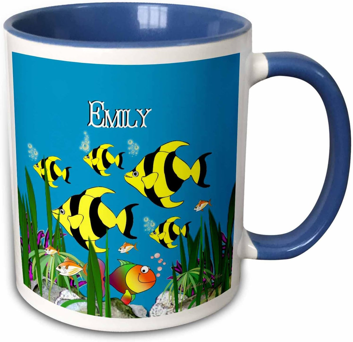 Emily Personalized Tropical Fish Aquarium Name Ceramic Mug