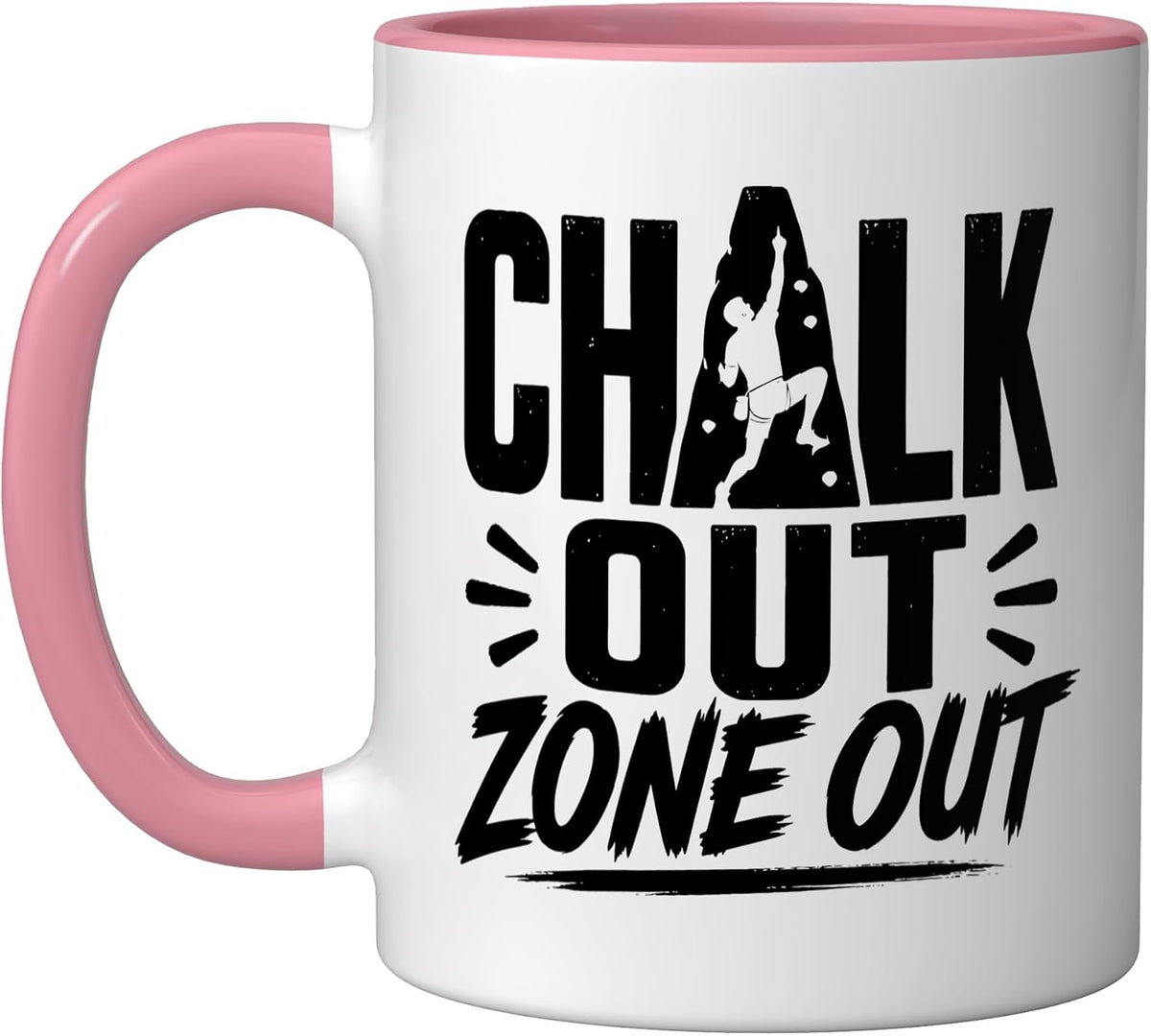 Rock Climbing Dad Who Chalks Up Zones Out Peace Chalk Zone Ceramic Mug