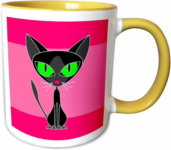 Fancy Feline Black Cat Ceramic Mug
