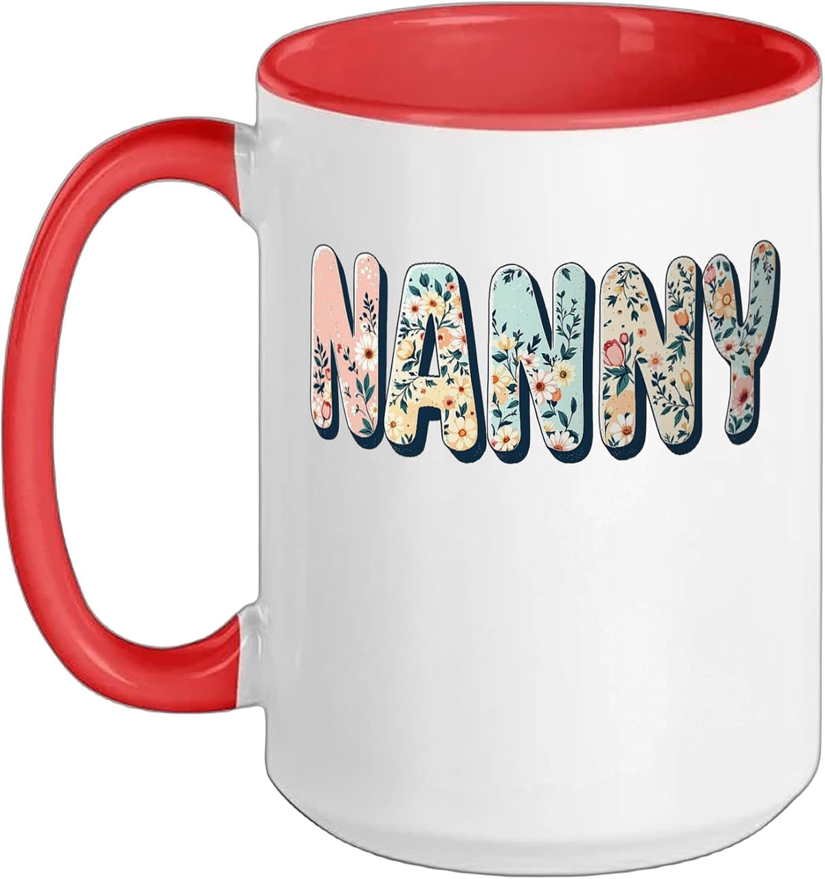 Nanny Floral Bubble Lettering Ceramic Mug