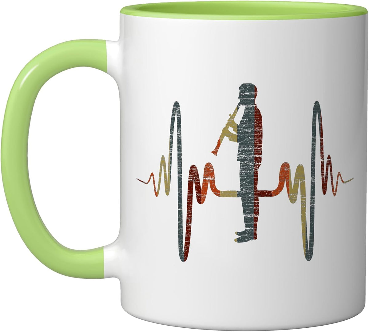 Clarinet Heartbeat Vintage Ecg Cardiogram Retro Ceramic Mug