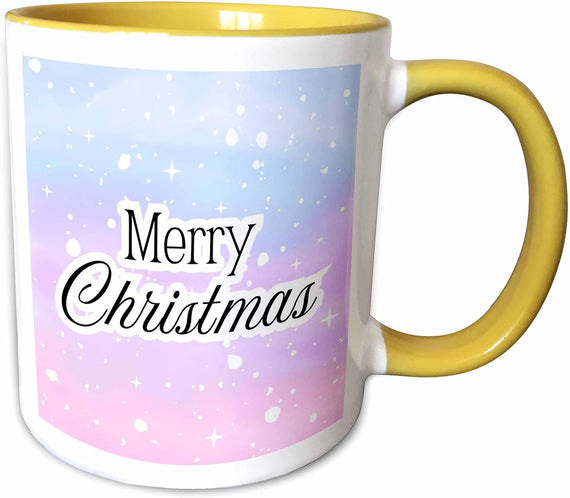 Merry Christmas with Dreamy Snow Background Ceramic Mug