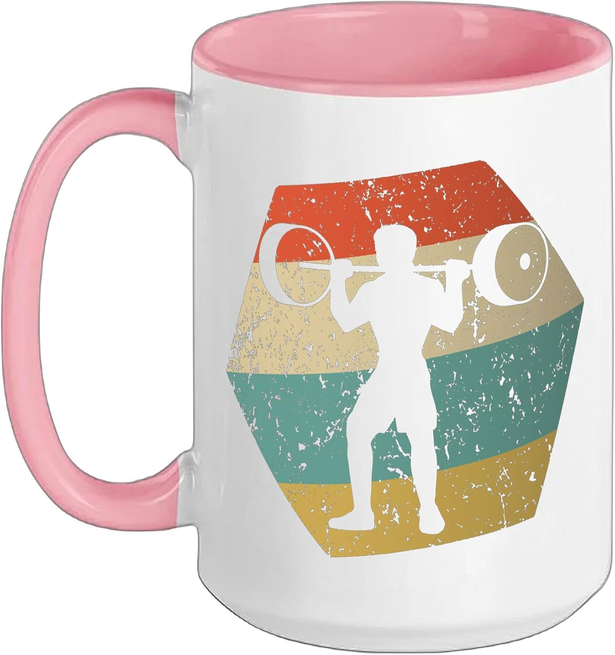 Power Lifter Retro Distressed Hexagon Weightlifting Ceramic Mug