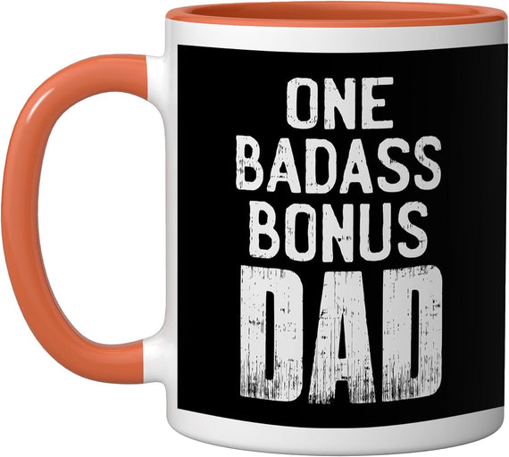One Badass Bonus Dad Bold Lettering Ceramic Mug