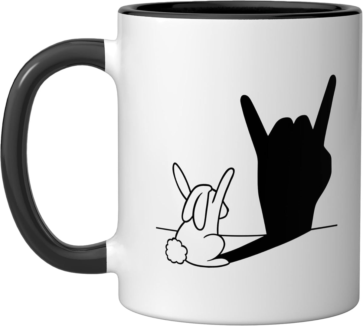 Music Lover Music Band Rabbit Rock N Roll Hand Shadow Ceramic Mug