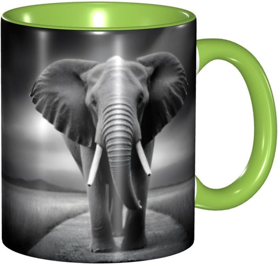 Stylish Elephants Art Printed, Colorful Inside Coffee Ceramic Mug