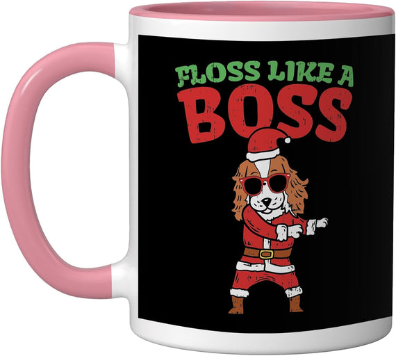 Floss Like A Boss Cavalier Christmas Dog Flossing Xmas Ceramic Mug