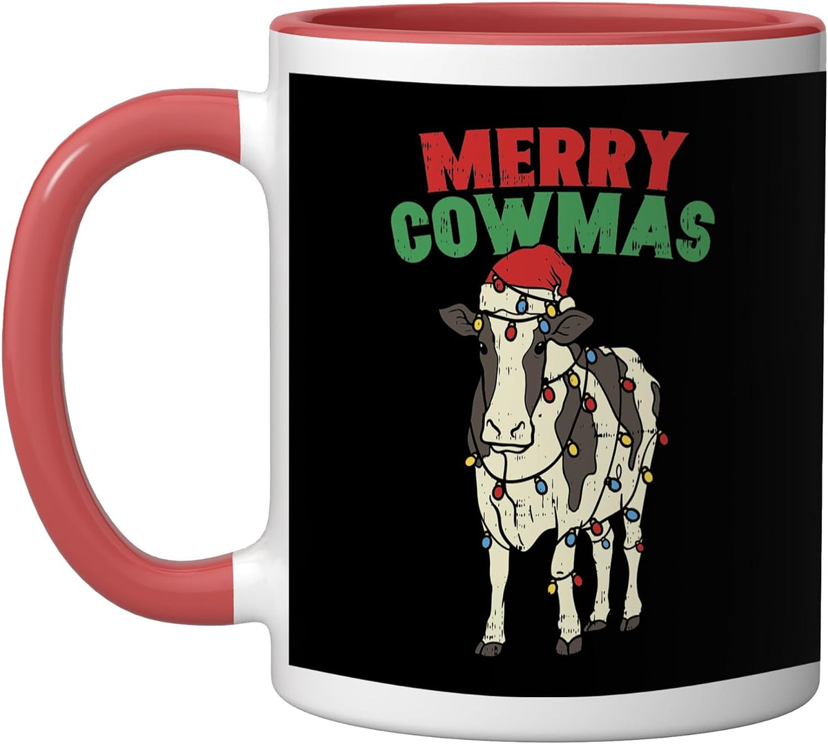 Christmas Cow Shirt Merry Cowmas Xmas Lights Animal Ceramic Mug