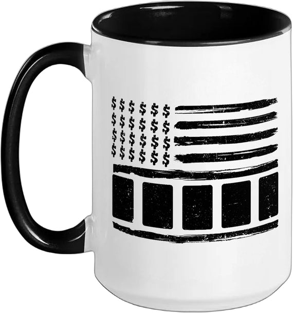 Dollar Bill Flag Poker Chips Ceramic Mug