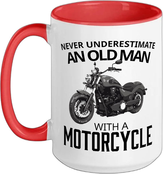 Biker Gift Never Underestimate Old Man Motorcycle Ceramic Mug