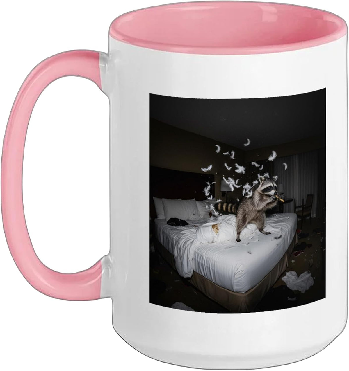 Edgy Night At The Hotel/Funny Rock'n'Roll Raccoon Meme Ceramic Mug
