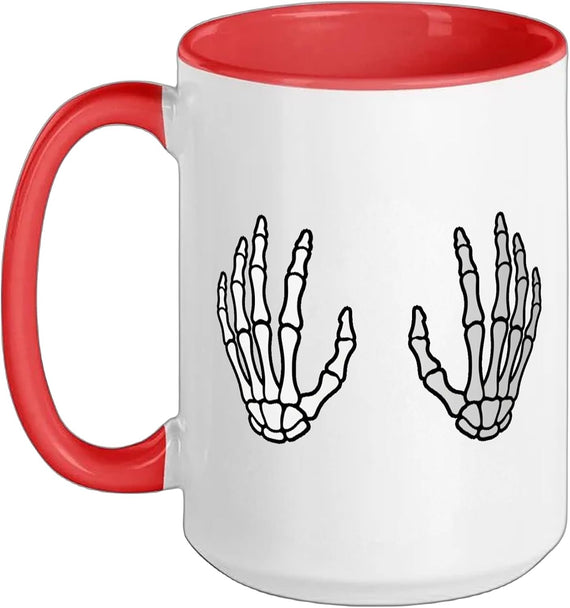 Halloween Skeleton Hands Spooky Bones Design Ceramic Mug