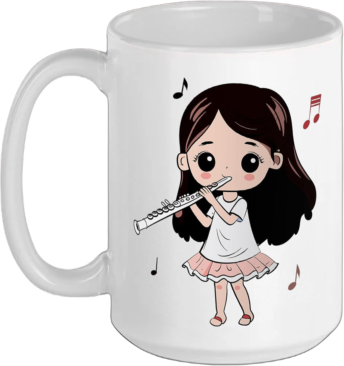 Flute Girl Cartoon Style Ceramic Mug