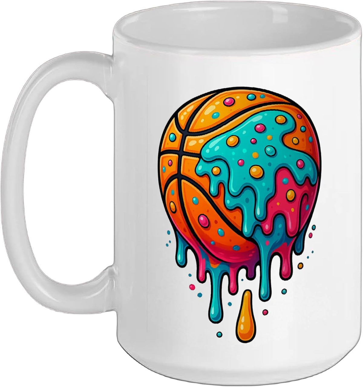 Ice-Cream Drip Basketball Design For Boys Men Ceramic Mug