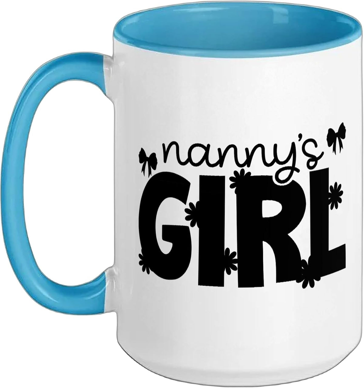 Nanny Is Girl Bow Script Lettering Ceramic Mug
