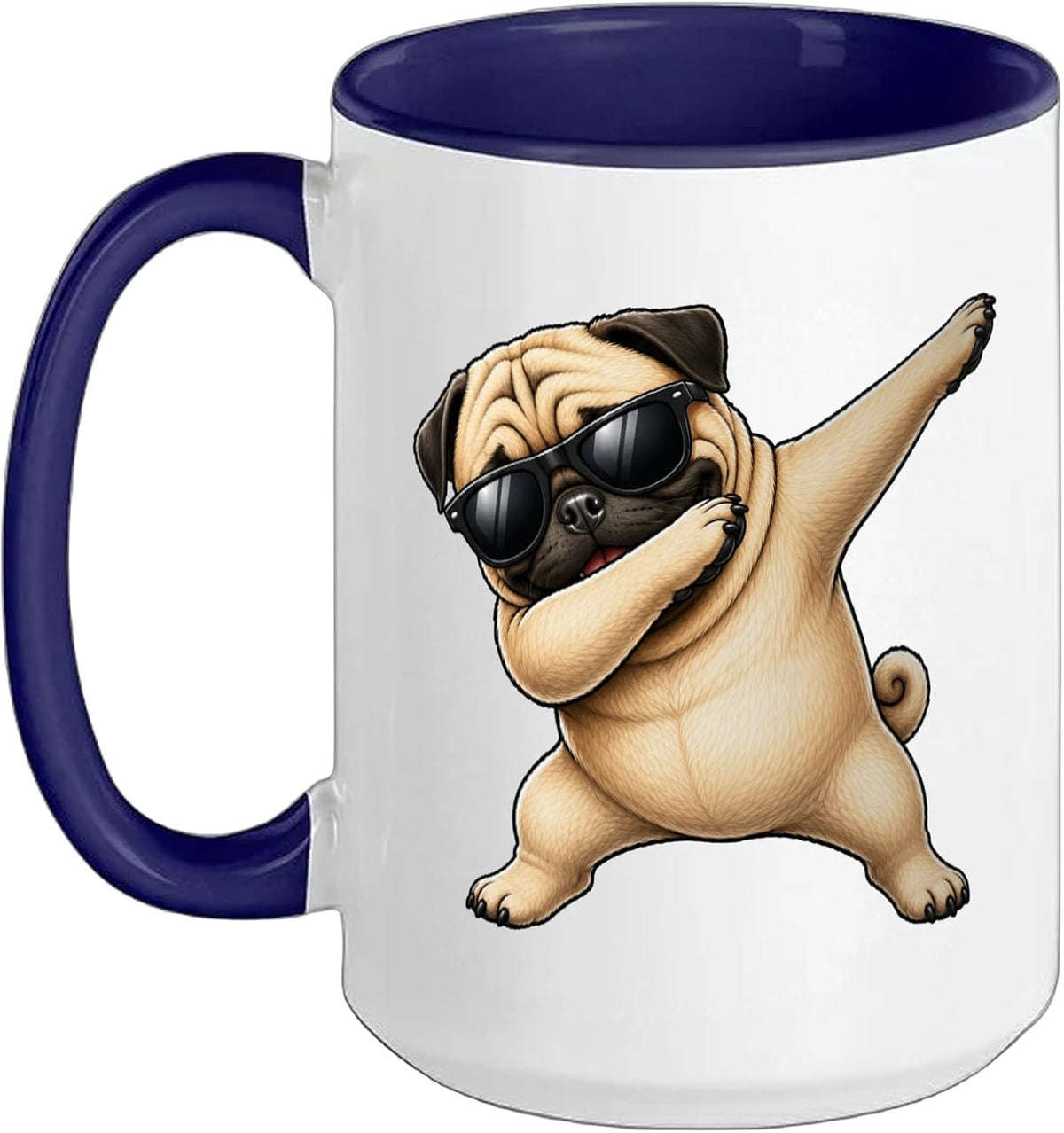 Funny Pug Dab Sunglasses Cartoon Dog Design Ceramic Mug