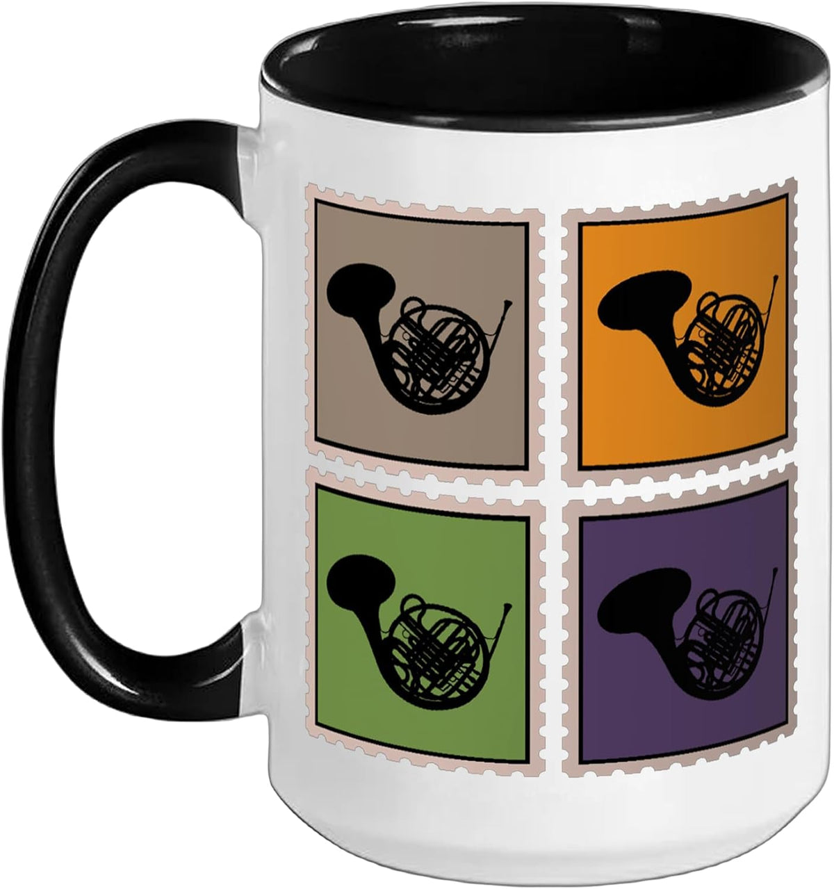 French Horn Musician Stamp Ceramic Mug