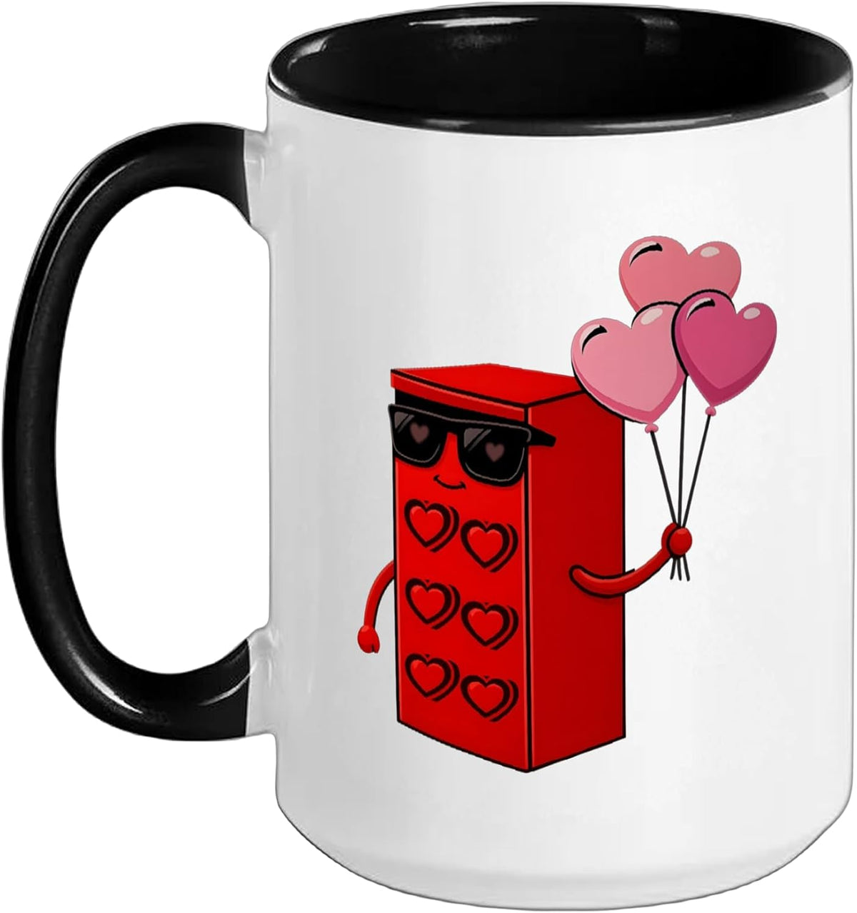 Building Bricks Valentine Block With Heart Balloons Ceramic Mug