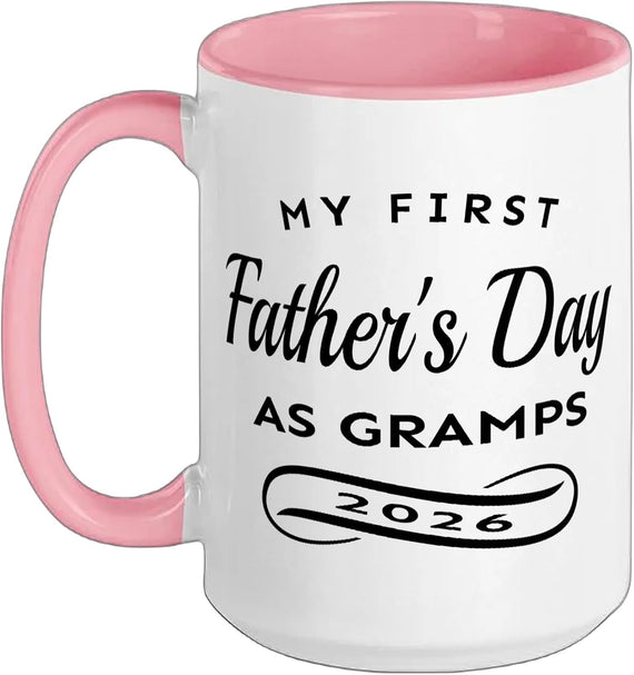 My First Father's Day As Gramps 2026 New Grandpa Ceramic Mug